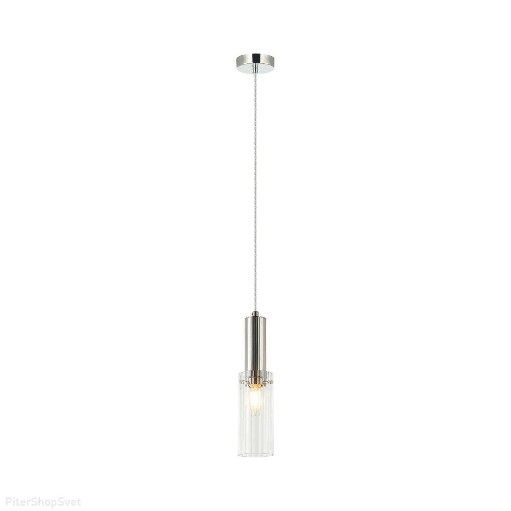 Подвесной светильник с плафоном цилиндр, никель/прозрачный «Wunder» 2160/11/01P