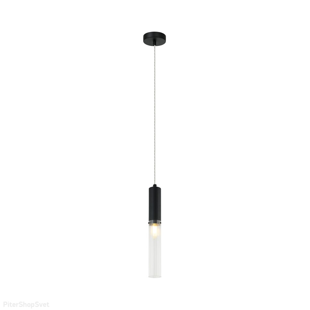 Подвесной светильник с плафоном цилиндр, чёрный/прозрачный «Wunder» 2161/02/01P