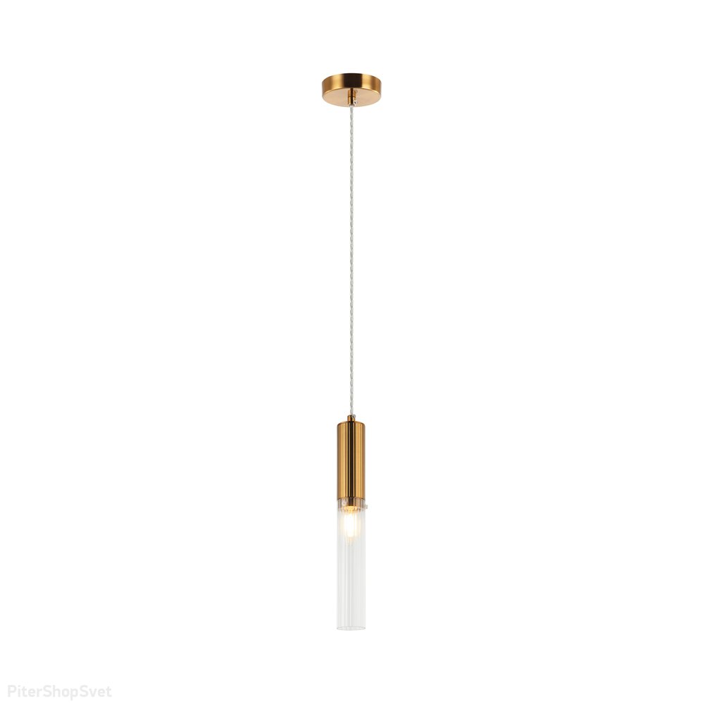 Подвесной светильник с плафоном цилиндр, бронзовый/прозрачный «Satori» 2161/05/01P