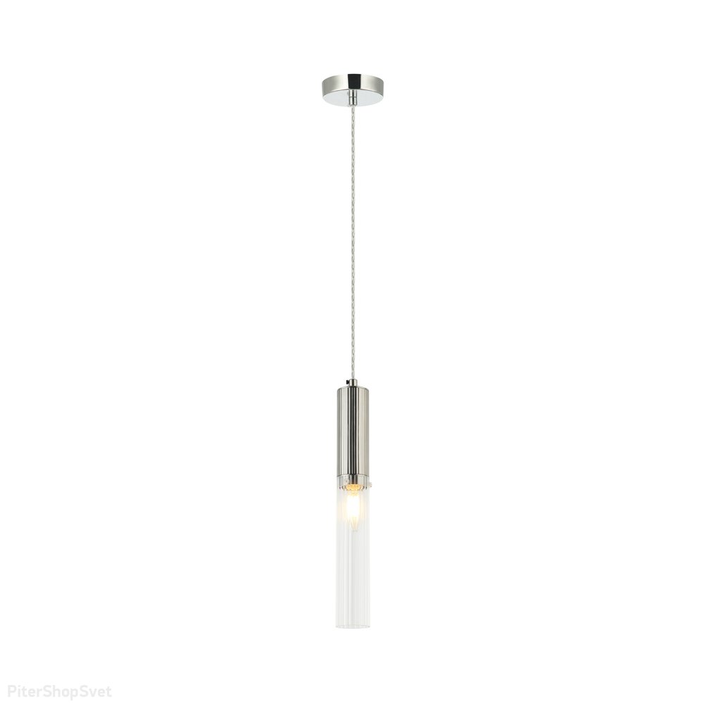 Подвесной светильник с плафоном цилиндр, никель/прозрачный «Satori» 2161/11/01P
