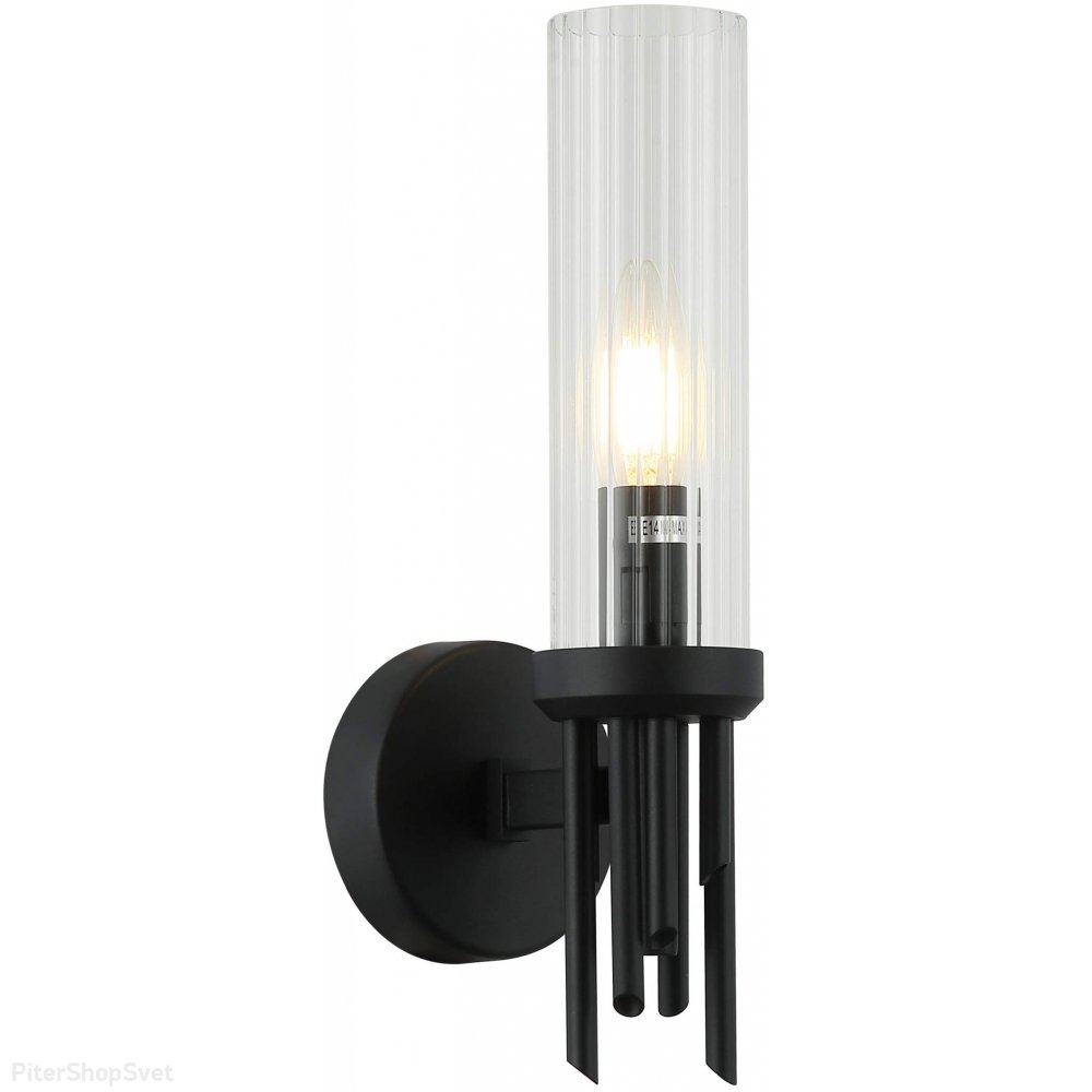 Чёрный настенный светильник с прозрачным плафоном цилиндр «Graff» 2170/02/01W