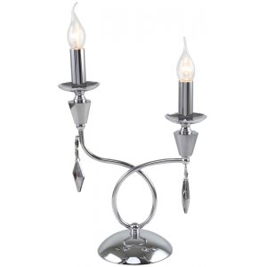 Хромированная настольная лампа свечи с дымчатыми подвесками «Grace»