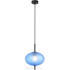 Подвесной светильник сплюснутый шар голубого цвета «Sphere»