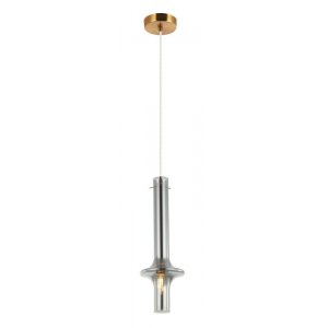 Подвесной светильник бронзового цвета с дымчатым плафоном «Glaso»