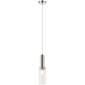 Подвесной светильник с плафоном цилиндр, никель/прозрачный «Wunder»