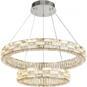Хрустальная подвесная люстра 2 кольца 120Вт 2800-6500К с пультом «Gabbana»