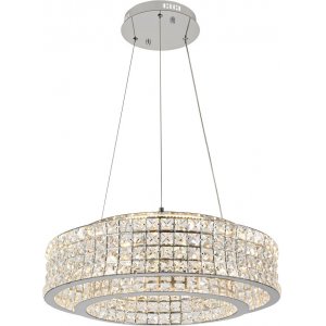 Хрустальная подвесная люстра кольцо 60см 80Вт 3000-6000К с пультом «Karnelli»