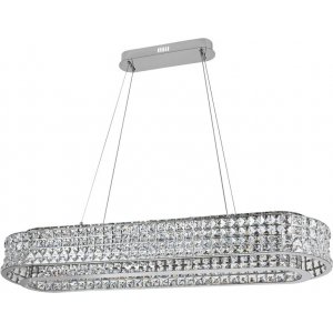 Хрустальная подвесная люстра овал 150Вт 3000-6000К с пультом «Karnelli»