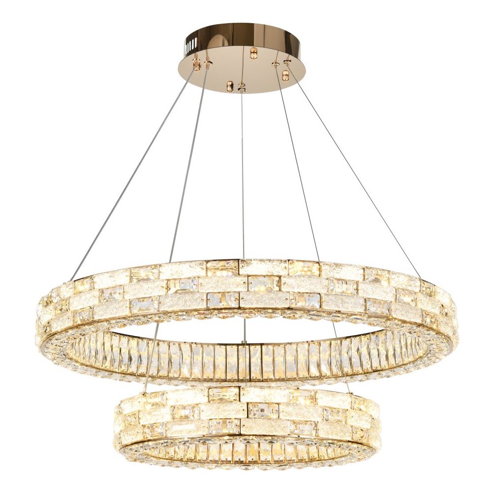 Хрустальная подвесная люстра 2 кольца 120Вт 2800-6500К с пультом «Gabbana» 4014/03/02P