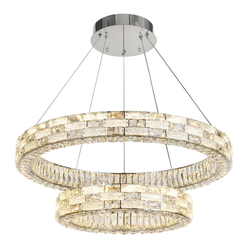 Хрустальная подвесная люстра 2 кольца 120Вт 2800-6500К с пультом «Gabbana» 4014/09/02P