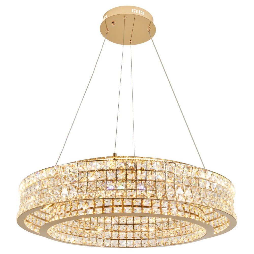 Хрустальная подвесная люстра кольцо 80см 100Вт 3000-6000К с пультом «Karnelli» 4024/03/08P