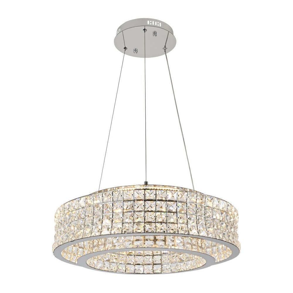 Хрустальная подвесная люстра кольцо 60см 80Вт 3000-6000К с пультом «Karnelli» 4024/09/06P