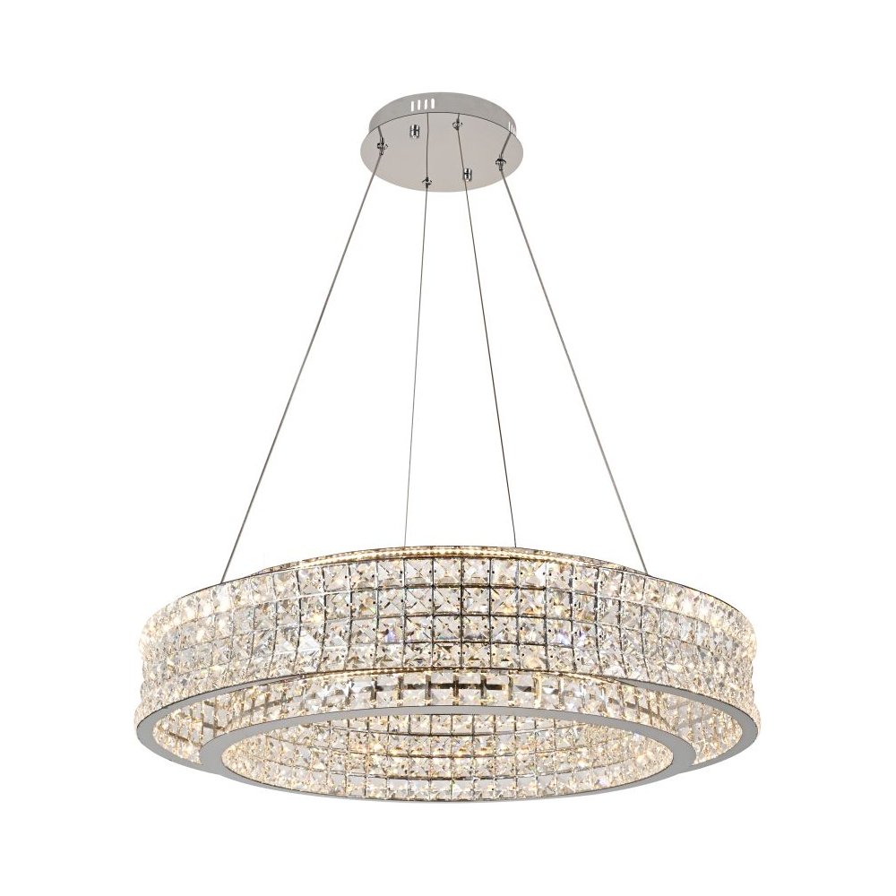 Хрустальная подвесная люстра кольцо 80см 100Вт 3000-6000К с пультом «Karnelli» 4024/09/08P