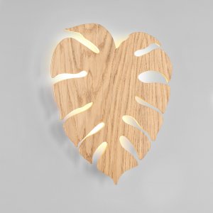 Деревянный настенный светильник подсветка лист «Monstera»