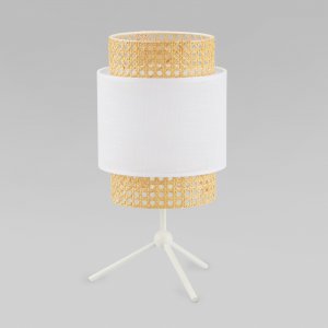 Белая настольная лампа с ротангом «Boho»