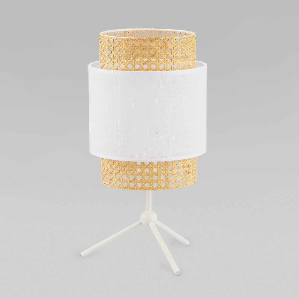 Белая настольная лампа с ротангом «Boho» 6565 White