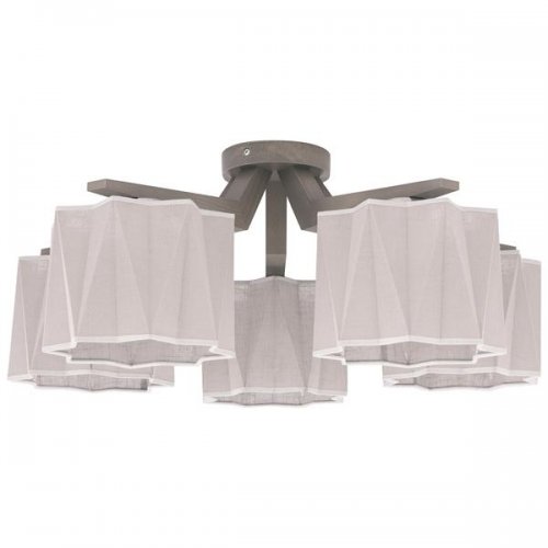 Серо-белая потолочная люстра из дерева и ткани 675 Piano 5 Piano TK Lighting