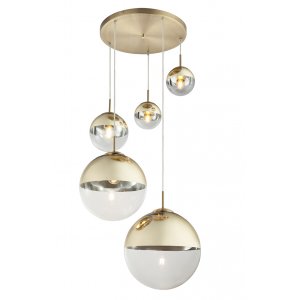 Золотой подвесной светильник с шарами на круглом основании «Glass»