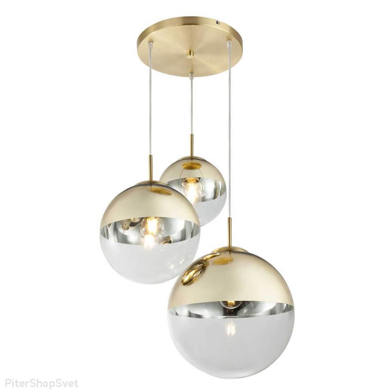 Светильник с тремя подвесами в форме шара «Glass» TL1203H-03GD