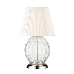 Стеклянная настольная лампа с белым абажуром «Helen»