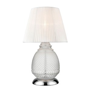 Настольная лампа прозрачное стекло и белый абажур «Fiona»