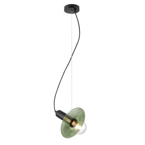 Подвесной светильник с плафоном-диском зелёного цвета «Gustoso»