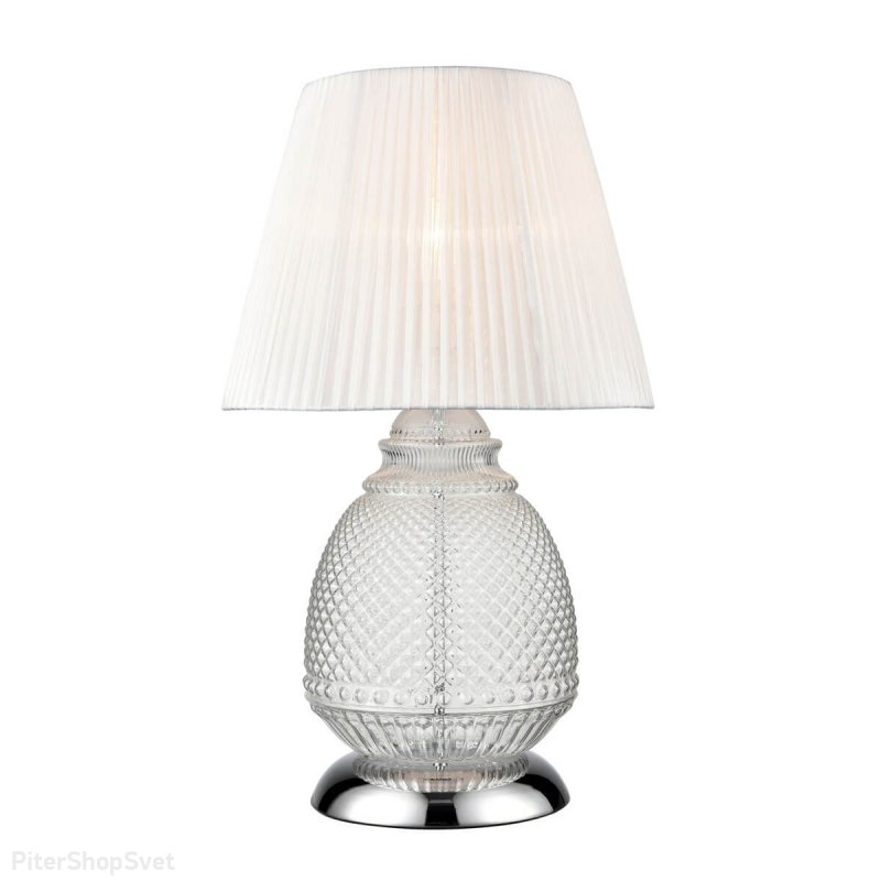 Настольная лампа прозрачное стекло и белый абажур «Fiona» VL5623N11