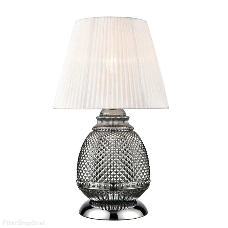 Настольная лампа дымчатое стекло и белый абажур «Fiona» VL5623N21