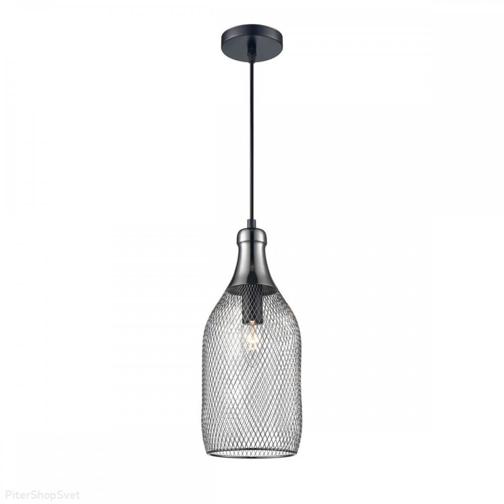 Подвесной светильник в форме бутылки из сетки, цвет чёрный, хром «Maestro» VL6512P11