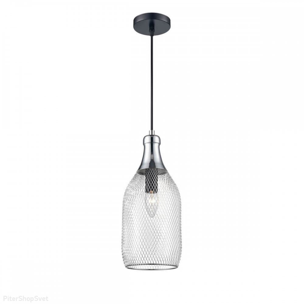Подвесной светильник в форме бутылки из сетки, цвет чёрный, титан «Maestro» VL6512P21