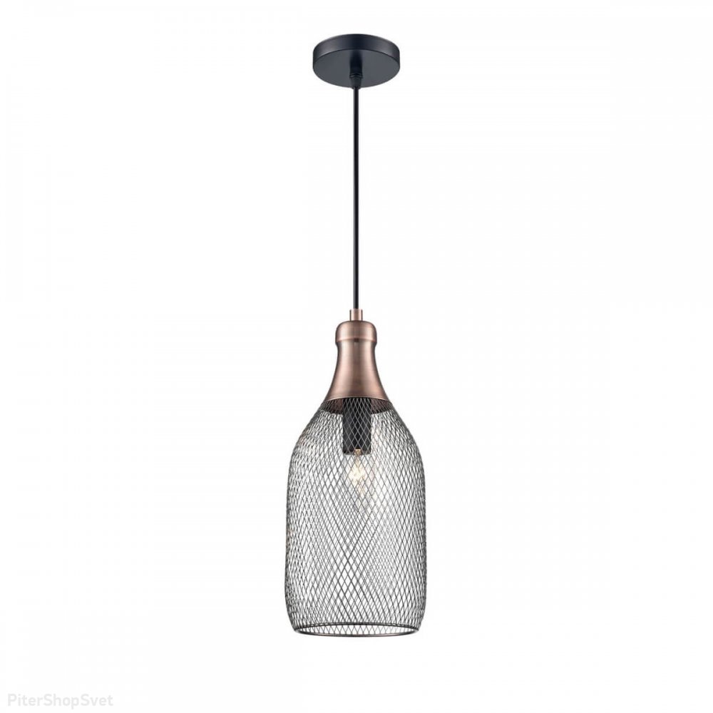 Подвесной светильник в форме бутылки из сетки, цвет чёрный, медь «Maestro» VL6512P31