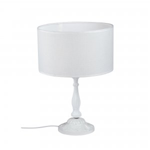 Белая настольная лампа с абажуром цилиндр