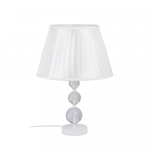 Белая настольная лампа с абажуром конус и шариками на основании