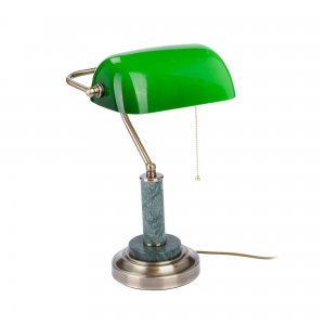 Кабинетная настольная лампа с зелёным плафоном