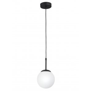 Чёрный подвесной светильник с белым шаром Ø15см