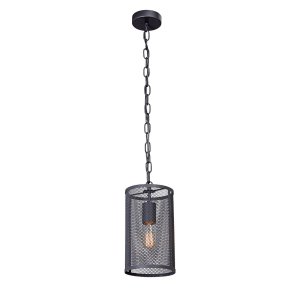 Чёрный подвесной светильник с сетчатым плафоном