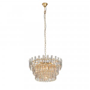 Подвесная люстра золотого цвета с хрусталём