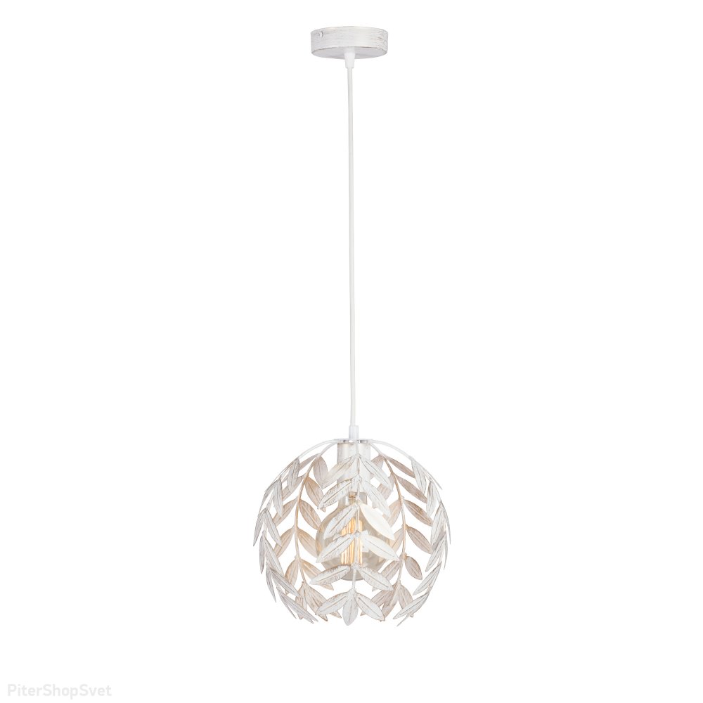 Белый подвесной светильник шар из металлических веточек V1869-0/1S