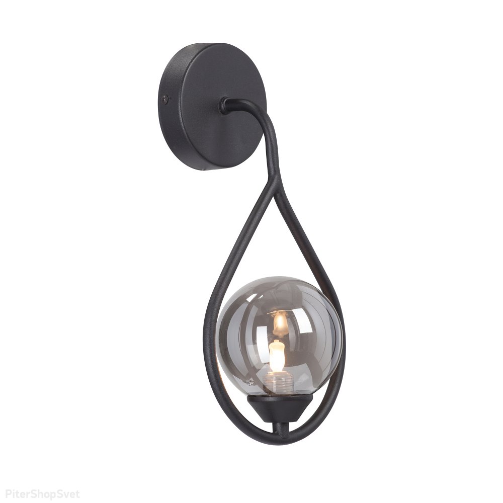 Чёрный настенный светильник с плафоном шар V2889-1/1A
