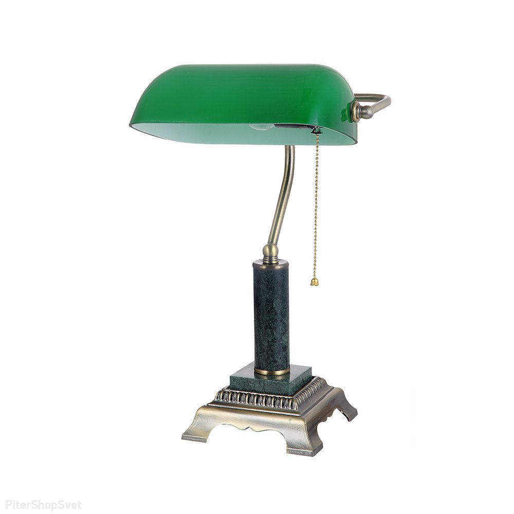 Кабинетная настольная лампа с зелёным плафоном V2908/1L