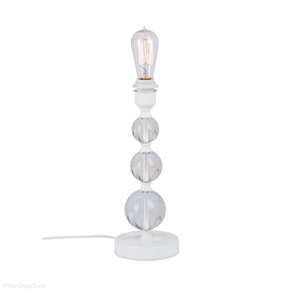 Белая настольная лампа с шарами на основании и открытой лампой V2939-0/1L