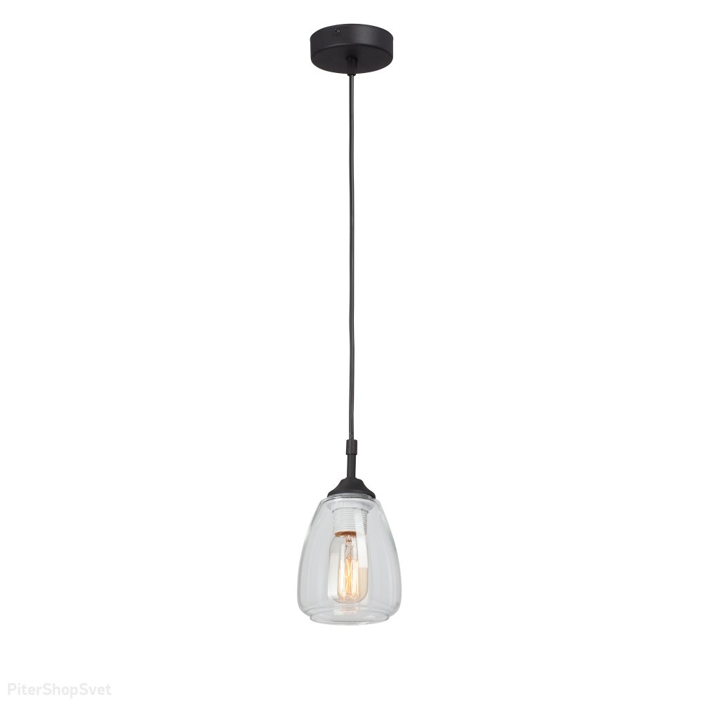 Чёрный подвесной светильник с прозрачным плафоном V2964-1/1S