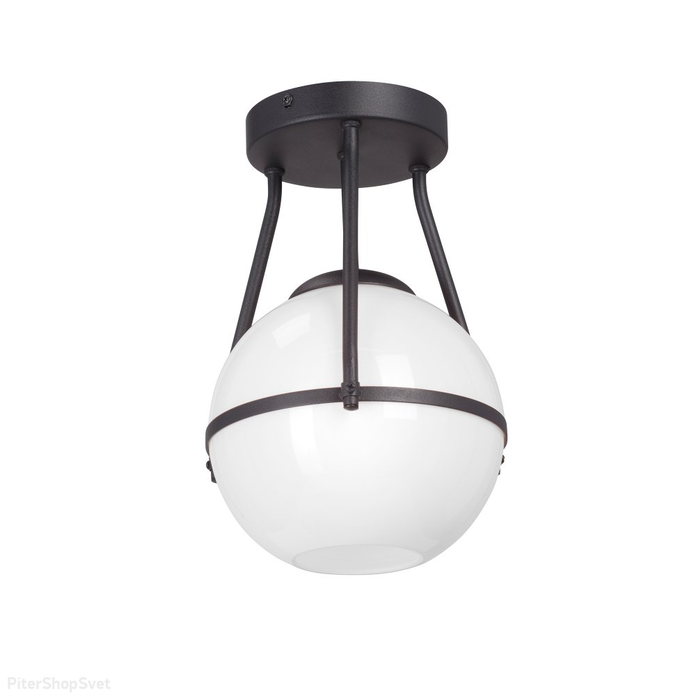 Чёрный потолочный светильник с белым плафоном шар V3765-1/1PL