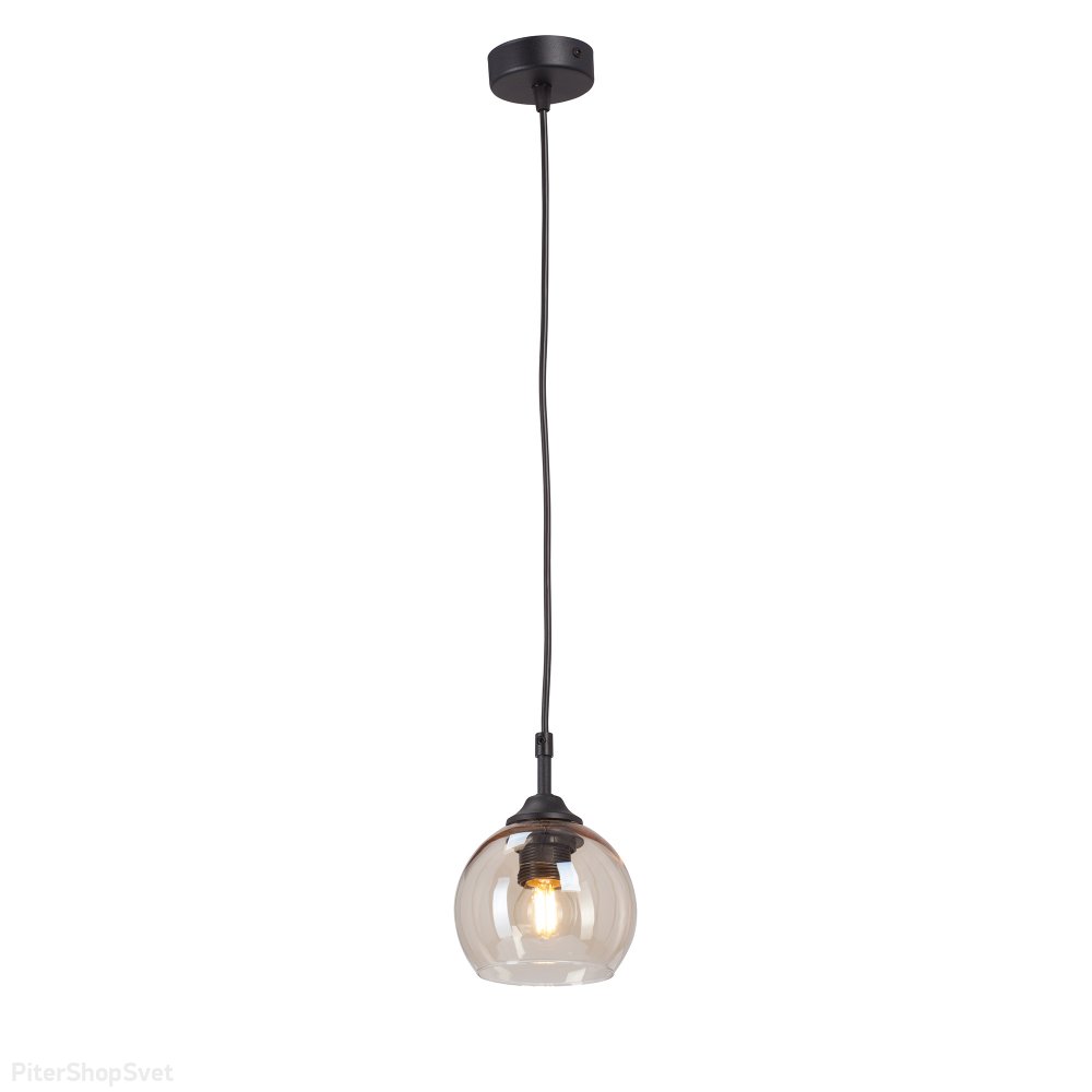 Чёрный подвесной светильник с плафоном шампань V48130-13/1S