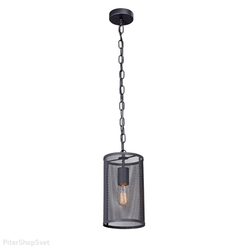Чёрный подвесной светильник с сетчатым плафоном V4826-1/1