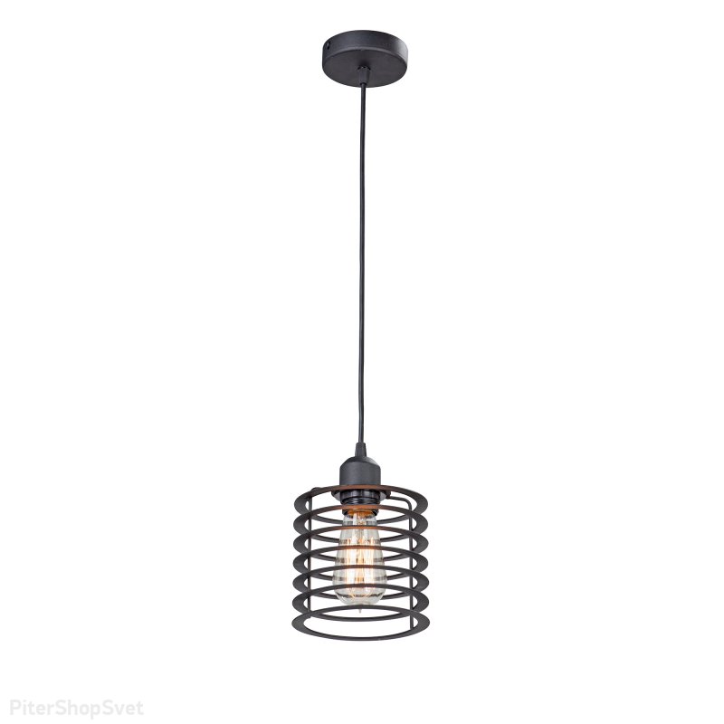 Чёрный подвесной светильник цилиндр из колец V4916-1/1S