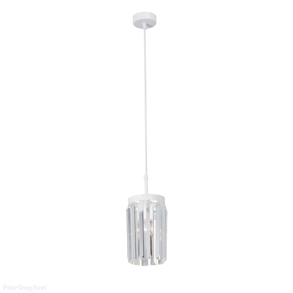 Белый подвесной светильник с длинными кристаллами V5151-0/1S