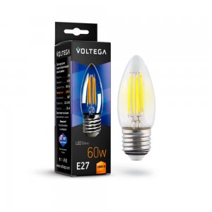 LED лампа Е27 6Вт 2800К прозрачная свеча «Candle E27 6W»