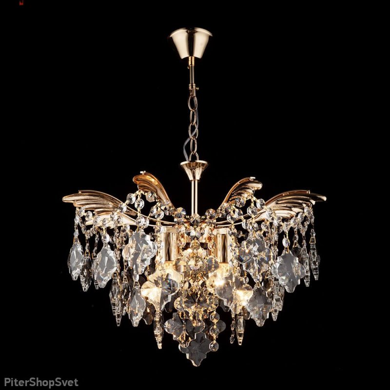 Подвесная люстра золотого цвета с подвесками «Исаму» 70685.01.01.04