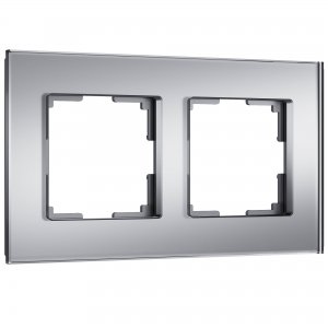Стеклянная рамка на 2 поста «Senso серебряный soft-touch»
